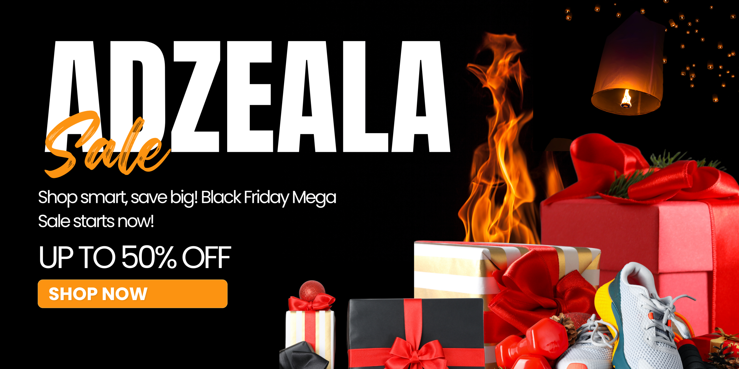 Black and White Modern Black Friday Sale Banner Landscape